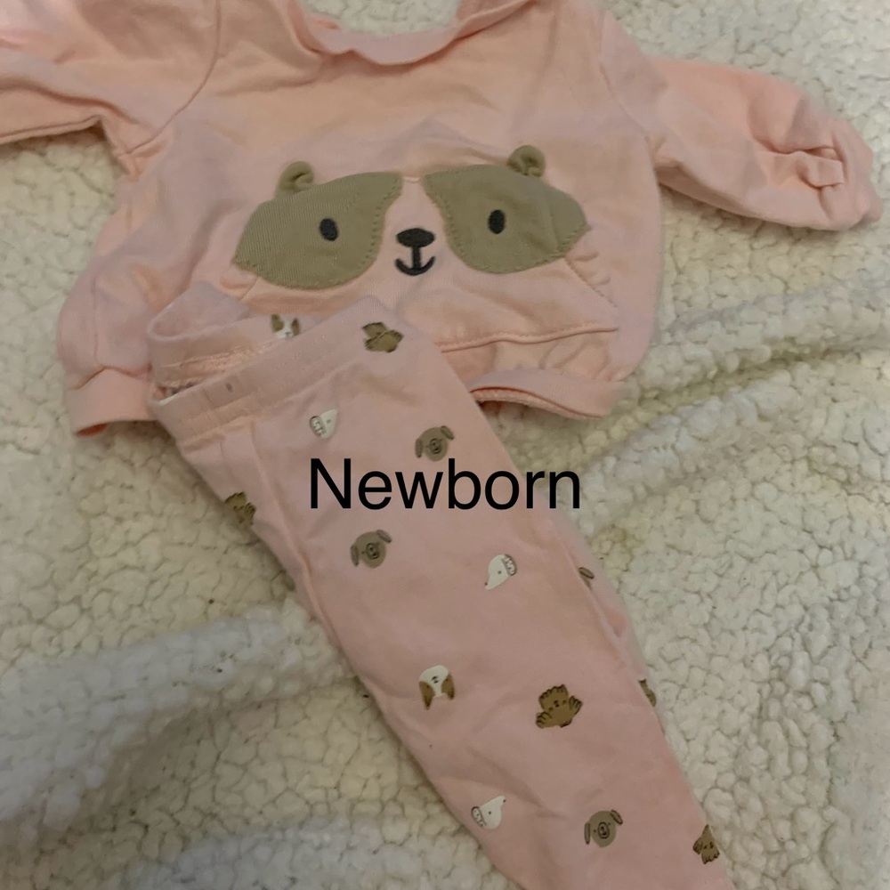 Adorable Pink Newborn Outfit with Bear Design